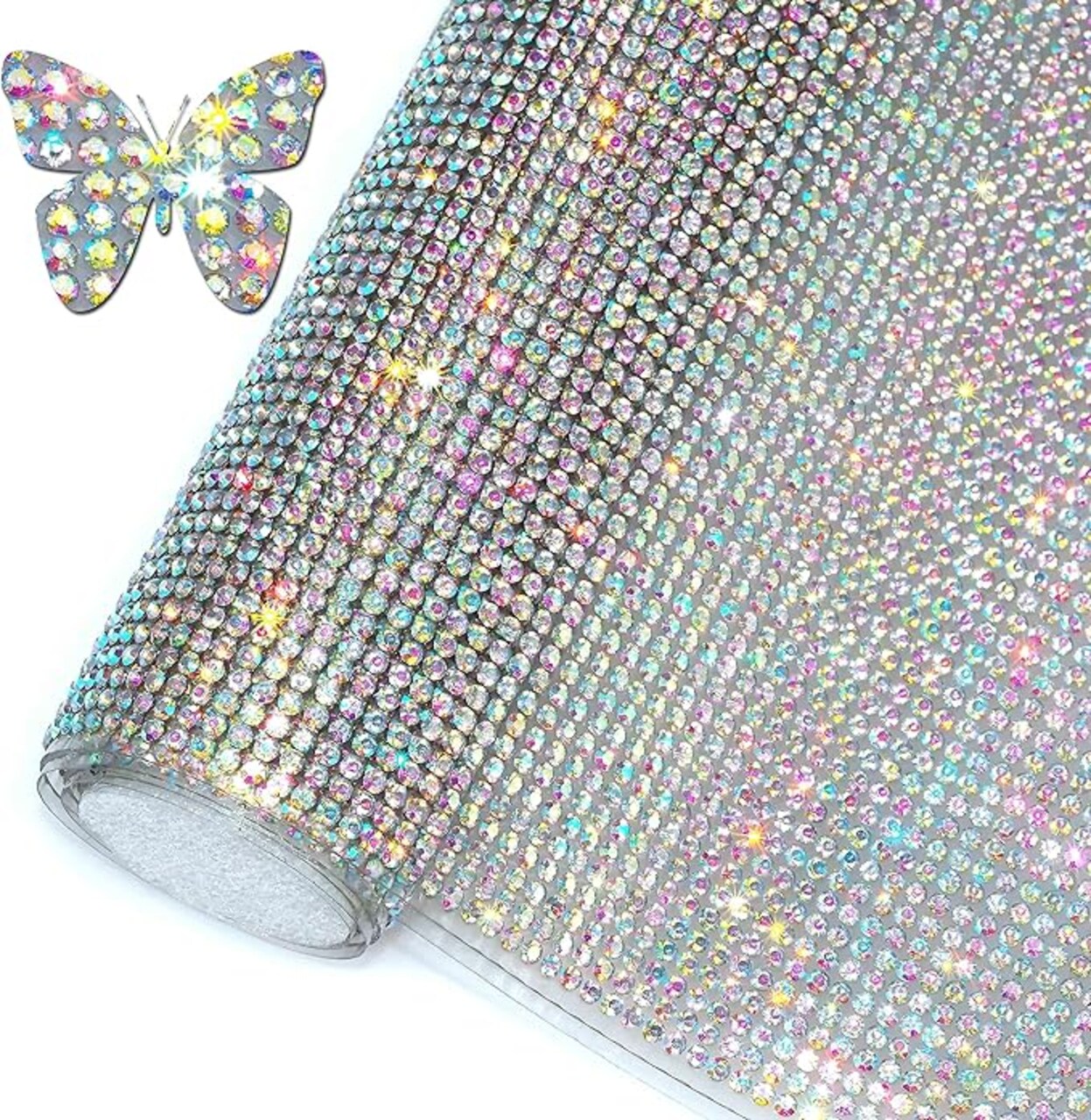 Bling Rhinestone Sticker DIY Car Decoration – Self-Adhesive Hotfix Glitter Crystal Gem Sheet for Car & Craft Decoration, 19440 Pcs 2mm Rhinestones (Crystal AB, 9.4" x 15.8")